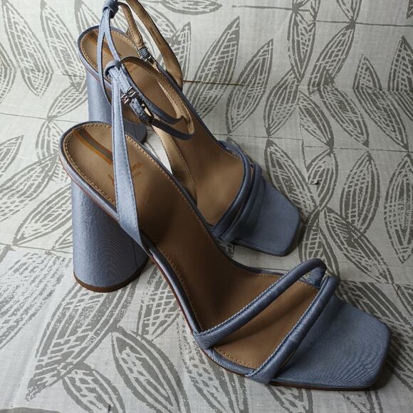 Sam Edelman Kia Heels Strappy Sandals Blue Strappy Round Heels - Picture 8 of 12